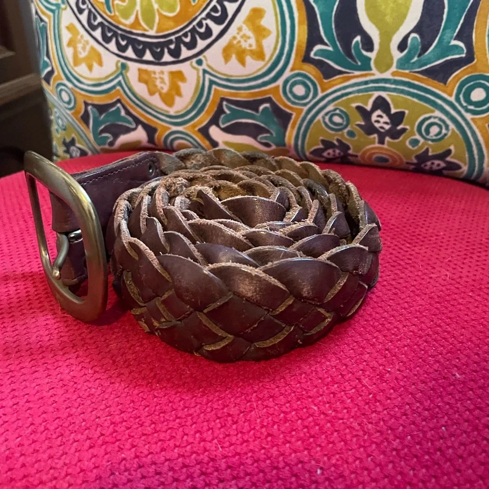 Lucky brand braided brown genuine leather belt 40” - Picture 4 of 5